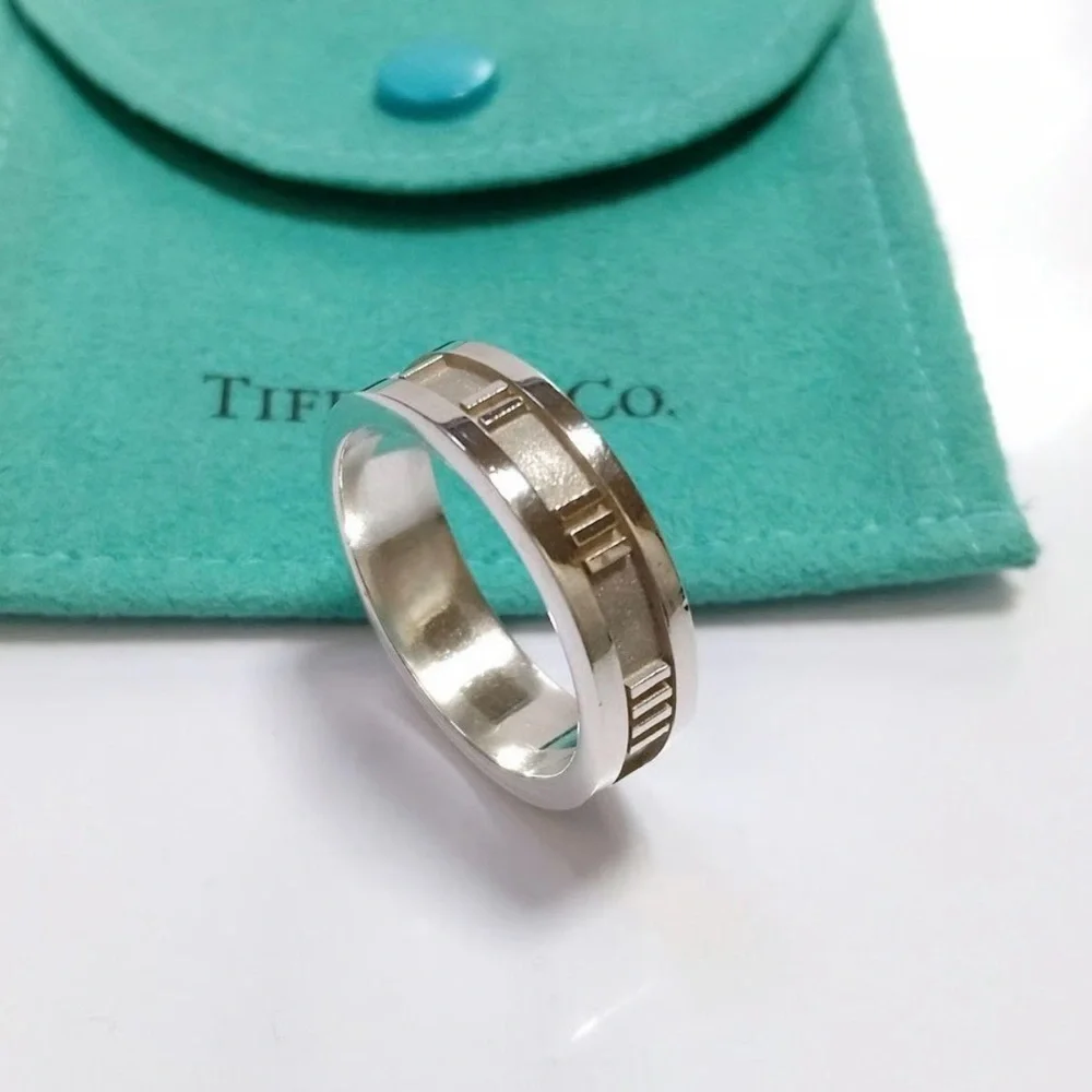 Tiffany & Co. Atlas Band Sterling Silver Roman Numeral Band
